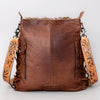 ADBGS192 Cowhide Large Crossbody Bag with Tooled Patch, Fringe & Floral Strap - Western Purse