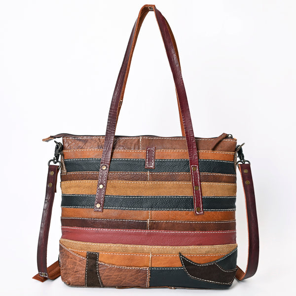 ADBG1052 American Darling Handcrafted Leather Tote Bag Leather Stripes Western Handbag