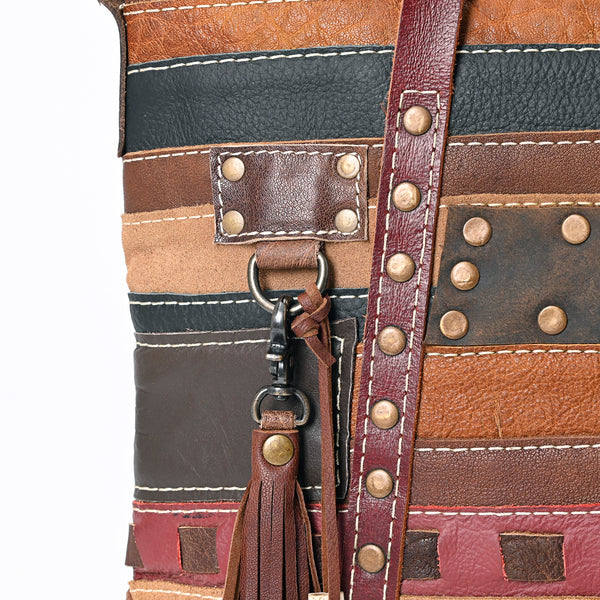 ADBG1052 American Darling Handcrafted Leather Tote Bag Leather Stripes Western Handbag