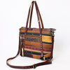 ADBG1052 American Darling Handcrafted Leather Tote Bag Leather Stripes Western Handbag