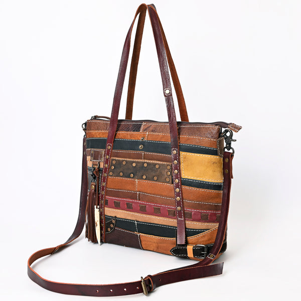 ADBG1052 American Darling Handcrafted Leather Tote Bag Leather Stripes Western Handbag