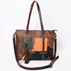 ADBG1053 American Darling Handcrafted Leather Tote Bag Colorful Leather Stripes Western Handbag