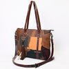 ADBG1053 American Darling Handcrafted Leather Tote Bag Colorful Leather Stripes Western Handbag