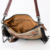 ADBG1054 American Darling Handcrafted Leather Crossbody Bag Saddle blanket Colorful Design & Fringes Western Handbag