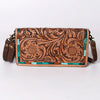 ADBGM169 Hand-Tooled Leather Organiser Purse - Western Floral Scroll