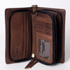 ADBGM169 Hand-Tooled Leather Organiser Purse - Western Floral Scroll