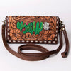 ADBGM169 Hand-Tooled Leather Organiser Purse - Western Floral Scroll