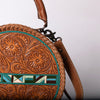 ADBG1025 American Darling Hand-Tooled Floral Leather Canteen Bag Western Genuine Leather