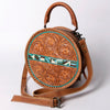 ADBG1025 American Darling Hand-Tooled Floral Leather Canteen Bag Western Genuine Leather