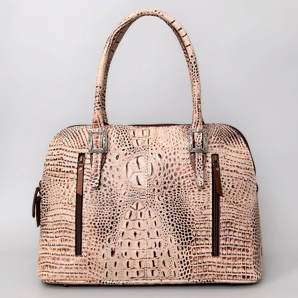 ADBG986 Croc Embossed Leather Western Tote Bag Structured Handbag by American Darling