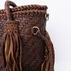 ADBGD146 American Darling Western Leather Tote Bag - Basket Weave Fringed Handcrafted Purse