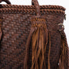 ADBGD146 American Darling Western Leather Tote Bag - Basket Weave Fringed Handcrafted Purse