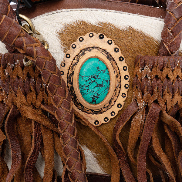 ADBGD130 American Darling Turquoise Stone Hair On Hide & Genuine Leather Bag
