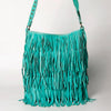ADBGM308 Layered Fringe Leather Crossbody - Western Festival Bag with Studded Strap