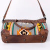 ADBG835 American Darling Western Tote Bag Hand Tooled Floral Carved with Hand Woven Saddle Blanket