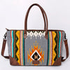 ADBG835 American Darling Western Tote Bag Hand Tooled Floral Carved with Hand Woven Saddle Blanket
