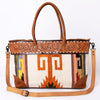 ADBG835 American Darling Western Tote Bag Hand Tooled Floral Carved with Hand Woven Saddle Blanket