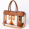 ADBG835 American Darling Western Tote Bag Hand Tooled Floral Carved with Hand Woven Saddle Blanket