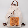 ADBG883 American Darling Western Backpack with Hand Tooled Floral Leather and Hair-On Cowhide