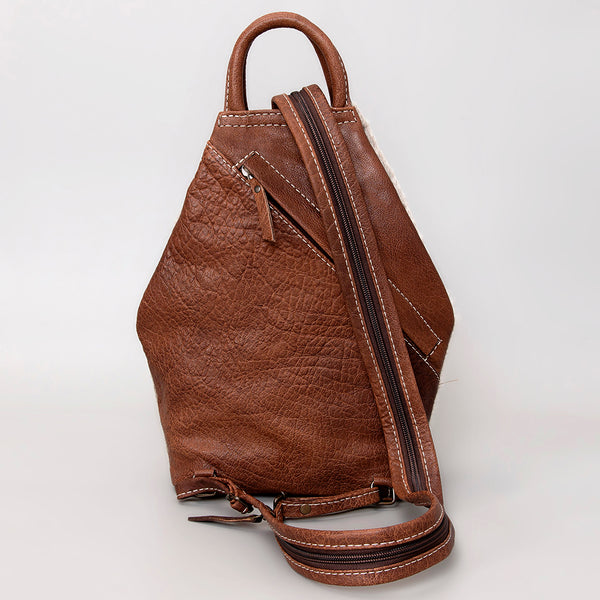 ADBG883 American Darling Western Backpack with Hand Tooled Floral Leather and Hair-On Cowhide