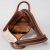ADBG883 American Darling Western Backpack with Hand Tooled Floral Leather and Hair-On Cowhide
