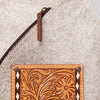 ADBG883 American Darling Western Backpack with Hand Tooled Floral Leather and Hair-On Cowhide
