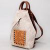 ADBG883 American Darling Western Backpack with Hand Tooled Floral Leather and Hair-On Cowhide