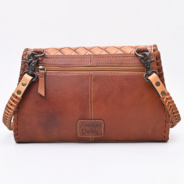 ADBG1057 American Darling Handcrafted Western Leather Crossbody Bag Intricate Tooled Floral Design