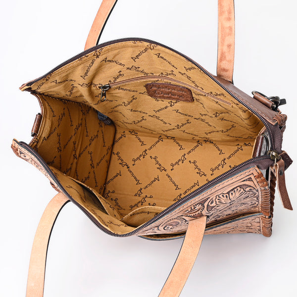 ADBG1061 American Darling Hand-Tooled Leather Backpack Tote Genuine Floral Carved Western Convertible Bag