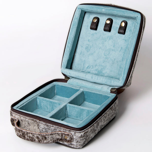 ADBGA311 American Darling Tooled Leather and Cowhide Floral Western Jewelry Case