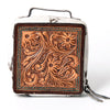 ADBGA311 American Darling Tooled Leather and Cowhide Floral Western Jewelry Case