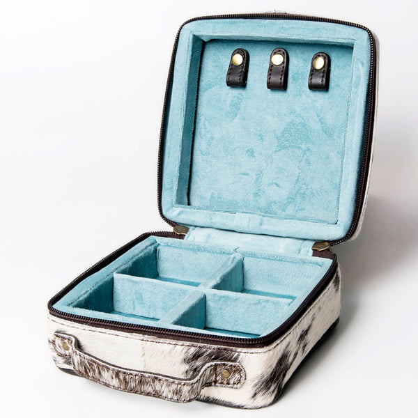 ADBGA311 American Darling Tooled Leather and Cowhide Floral Western Jewelry Case