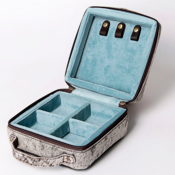 ADBGA311 American Darling Tooled Leather and Cowhide Floral Western Jewelry Case