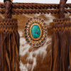 ADBGD128 American Darling Hair-On Cowhide Tote Bag with Turquoise Stone & Fringes