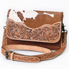 ADBG1065 American Darling Hand-Tooled Hair-On Leather Crossbody Bag Genuine Western Cowhide Purse