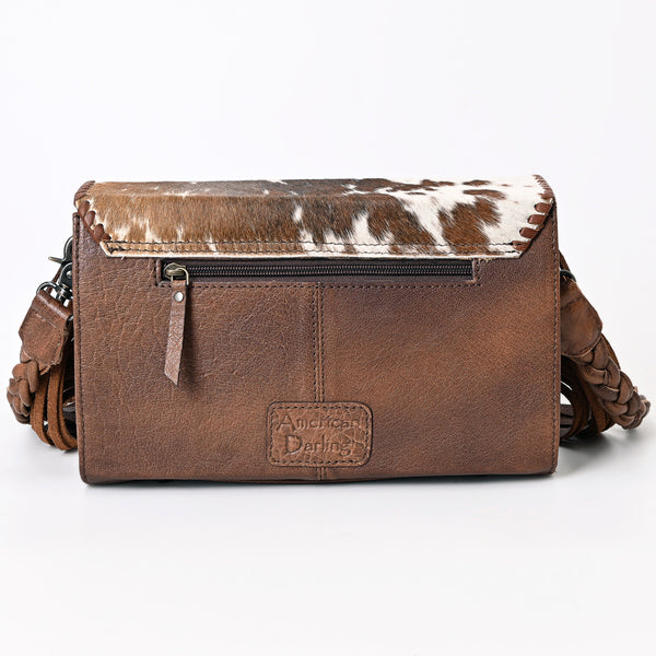 ADBG1067 American Darling Hair-On Leather Envelope Bag with Fringe Western Crossbody Cowhide Purse