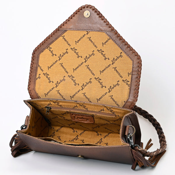 ADBG1067 American Darling Hair-On Leather Envelope Bag with Fringe Western Crossbody Cowhide Purse