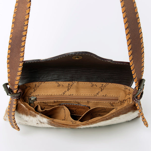 ADBG1068 American Darling Hand-Tooled Hair-On Leather Wallet Handbag Western Cowhide Crossbody Purse