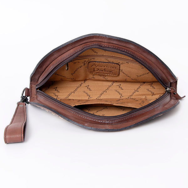 ADBG1070 American Darling Hand-Tooled Leather Taco Clutch Western Genuine Leather Wristlet Bag