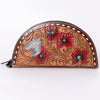 ADBG1071 American Darling Hand-Tooled Leather Taco Handbag - Western Floral Carved Genuine Leather Wristlet