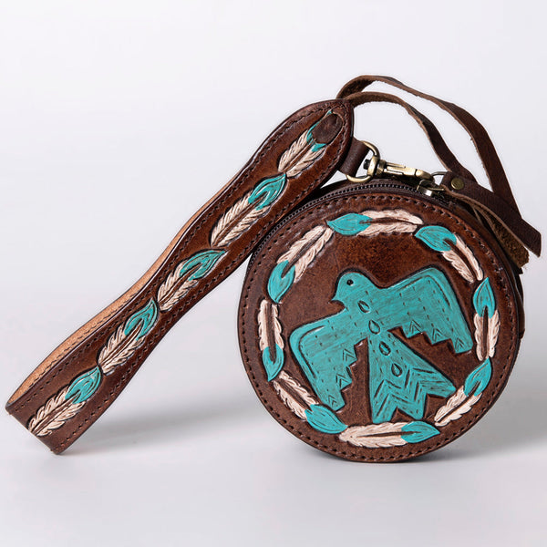 ADBGF135 Round Tooled Leather Canteen Bag - Floral Western Design