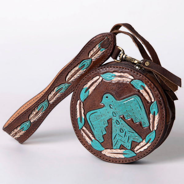 ADBGF135 Round Tooled Leather Canteen Bag - Floral Western Design