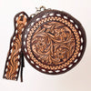 ADBGF135 Round Tooled Leather Canteen Bag - Floral Western Design