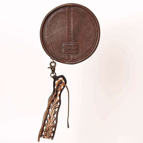 ADBGF135 Round Tooled Leather Canteen Bag - Floral Western Design