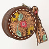 ADBGF135 Round Tooled Leather Canteen Bag - Floral Western Design