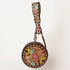 ADBGF135 Round Tooled Leather Canteen Bag - Floral Western Design