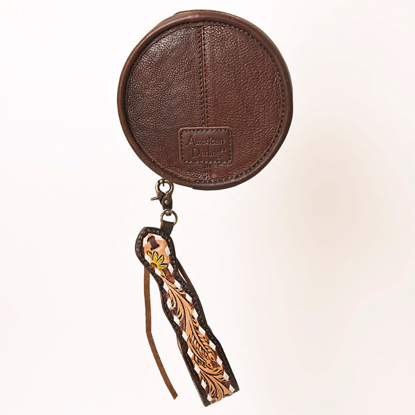 ADBGF135 Round Tooled Leather Canteen Bag - Floral Western Design