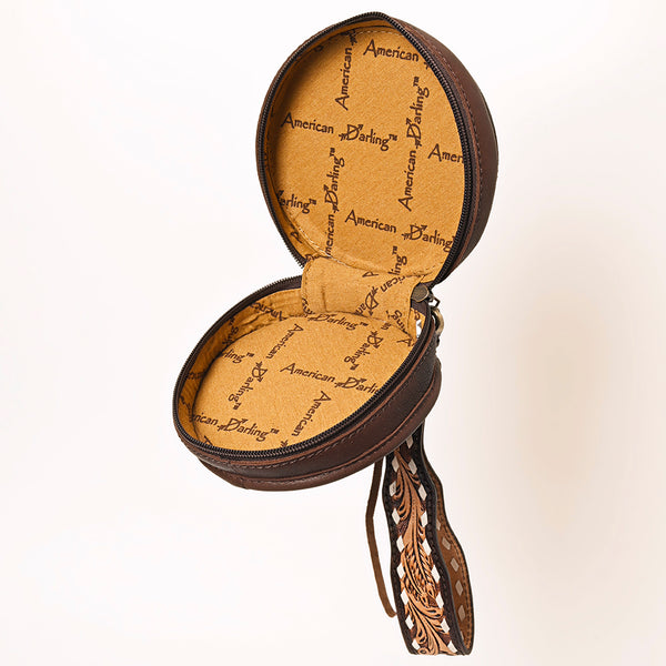 ADBGF135 Round Tooled Leather Canteen Bag - Floral Western Design