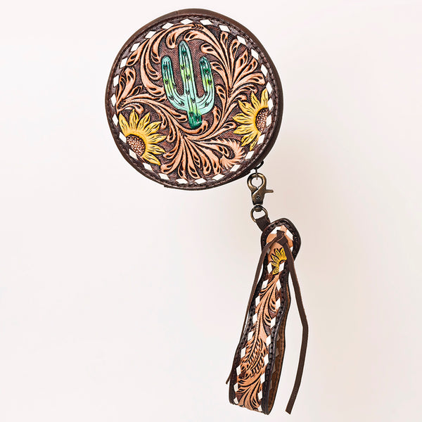 ADBGF135 Round Tooled Leather Canteen Bag - Floral Western Design