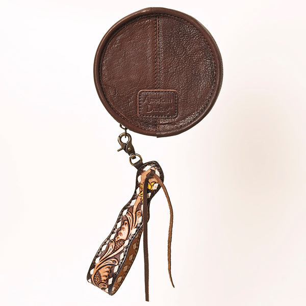 ADBGF135 Round Tooled Leather Canteen Bag - Floral Western Design